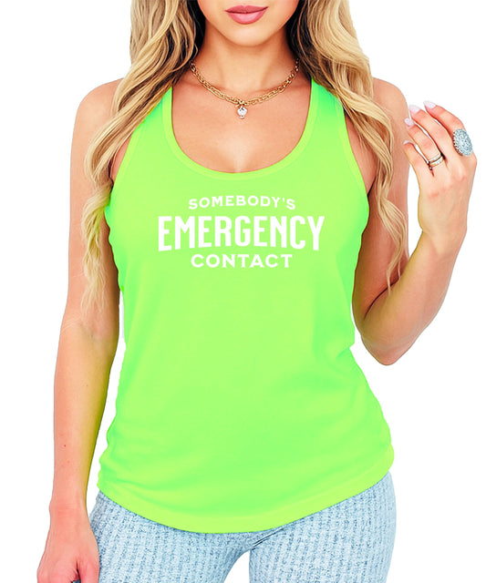 Somebody's Emergency Contact Tank Top for Women Funny Sleeveless Tee for Ladies
