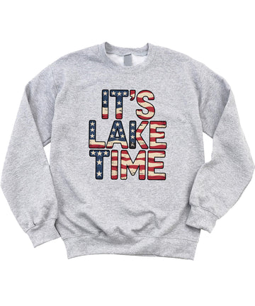 Olive Loves Apple I'ts Lake Time Patriotic Sweatshirt for Men, Women, Teens and Youth and Toddlers American Flag Pullover