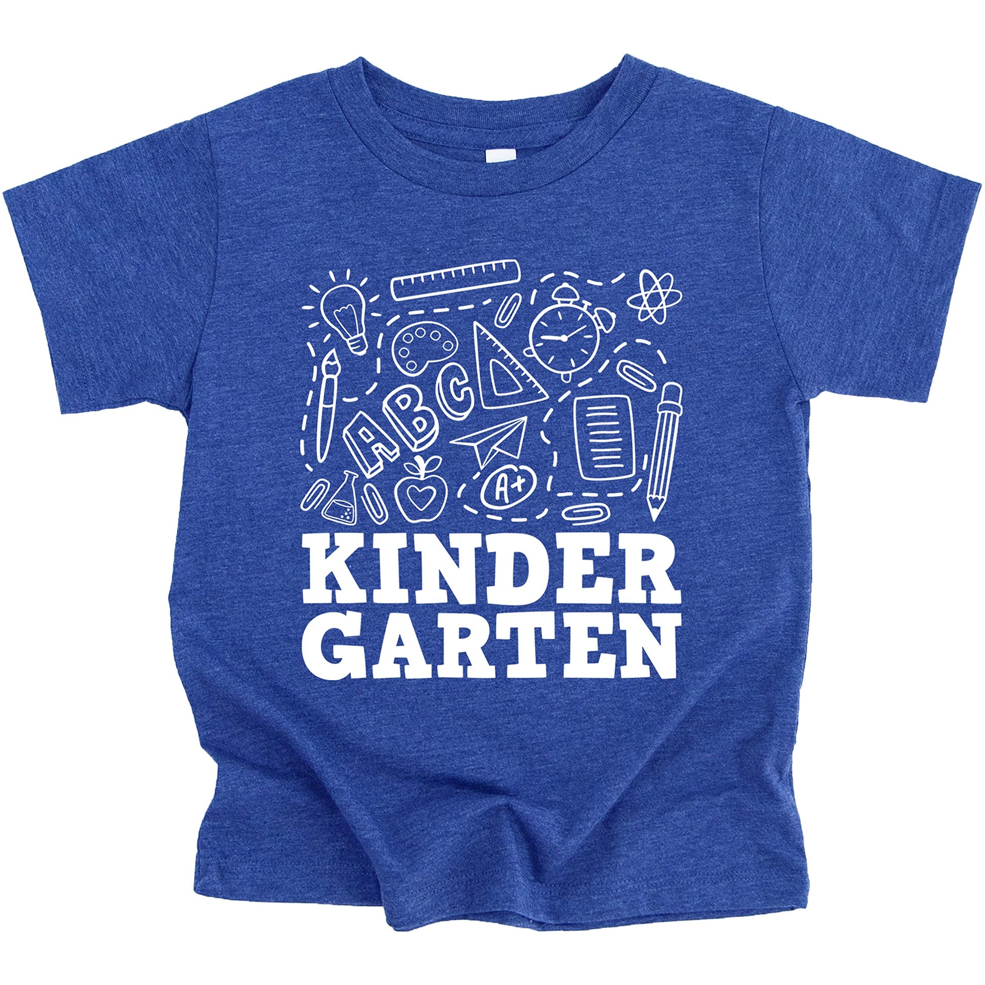 Flat lay of pink kids back to school raglan shirt with kindergarten graphic design