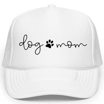 Dog Mom Trucker Hat Puppy Paw Adjustable Cap for Women Graphic Classic 5 Panel Mesh Snap Back