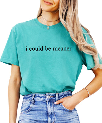 I Could Be Meaner Shirt for Women and Teens Funny Sassy Graphic Tee Seafoam Shirt Adult Small