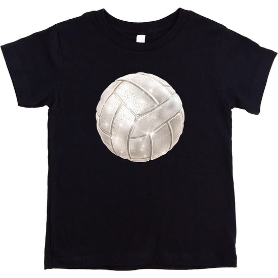 Faux glitter volleyball graphic tee for girls and toddlers in natural color