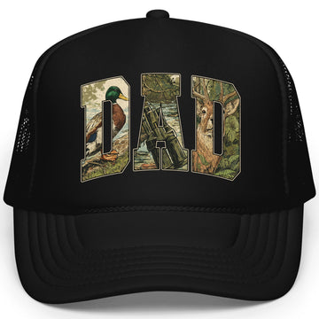 Retro Camo Dad Trucker Hat Duck or Deer Hunting Classic 5 Panel Foam Front Mesh Snapback