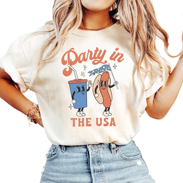 Retro 4th of July Party in The USA Tee for Women and Teens
