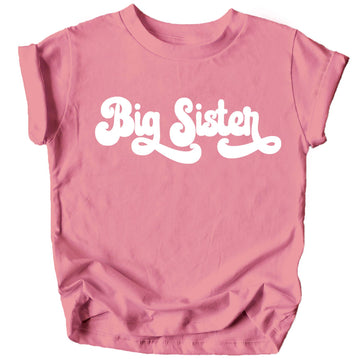 Retro Big Sister Sibling Reveal Announcement Shirt for Baby and Toddler Girls