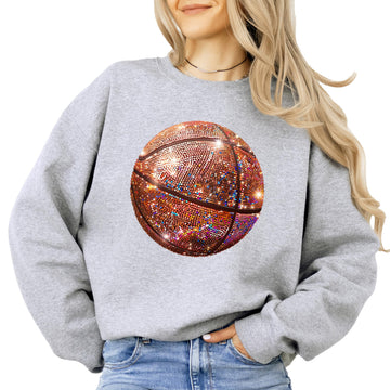 Basketball Faux Glitter Sweatshirt for Girls Trendy Girly Basketball Player Pullover