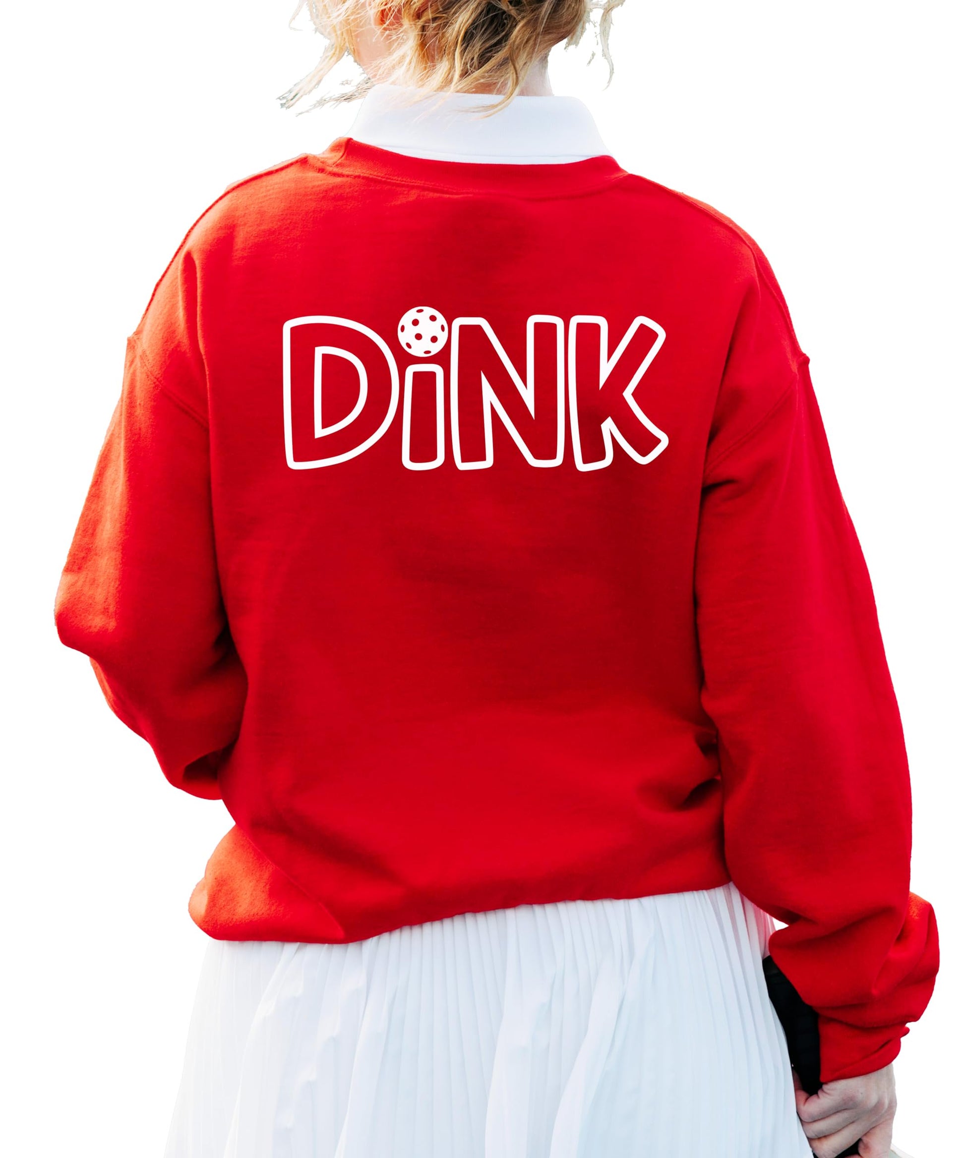 Unisex Dink pickleball graphic sweatshirt in red with bold front print