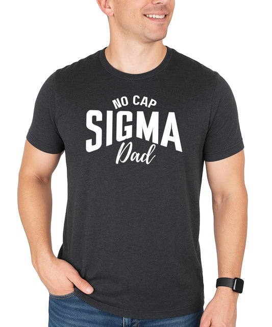 No Cap Sigma Dad funny slang graphic tee for men in vintage royal blue