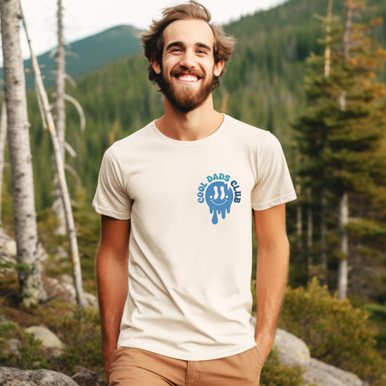 Back or side view of Cool Dad's Club graphic tee in natural color