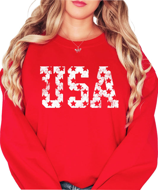 Distressed USA Sweatshirt for Men and Women and Kids Vintage Patriotic Pullover