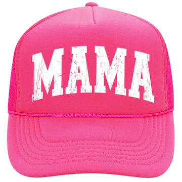 Mama Distressed Trucker Hat for Women Foam Front Classic 5 Panel Mesh Snapback