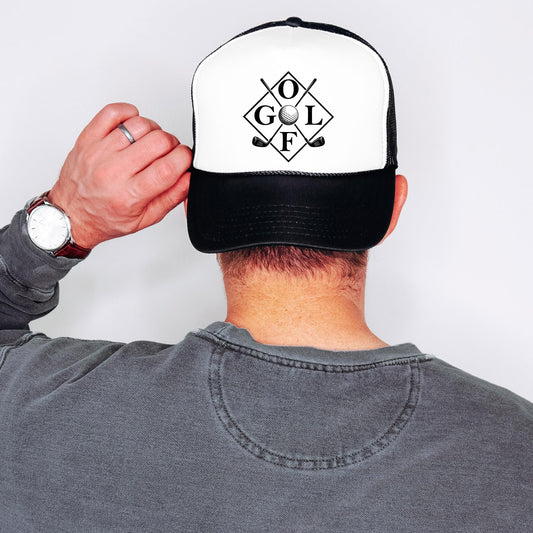 Golf Trucker Hat for Men & Women Golfers Foam Front Classic 5 Panel Mesh Snapback