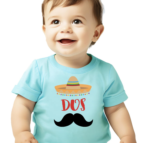 Front view of Dos second birthday fiesta t-shirt for toddler boys