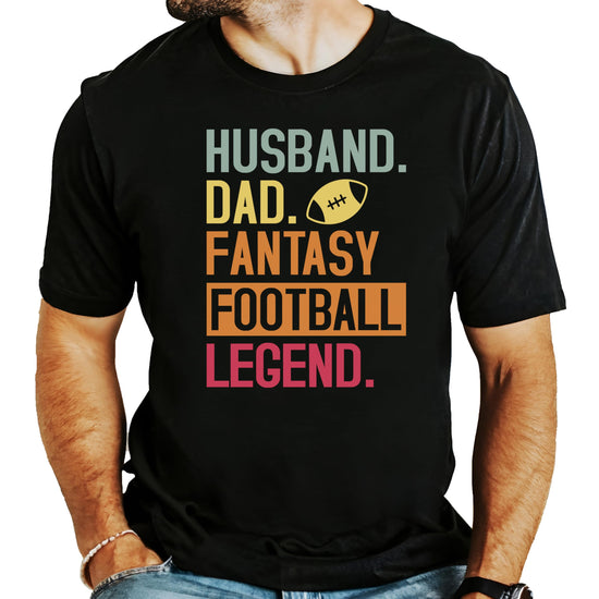 Husband Dad Fantasy Football Legend shirt detail showing print quality