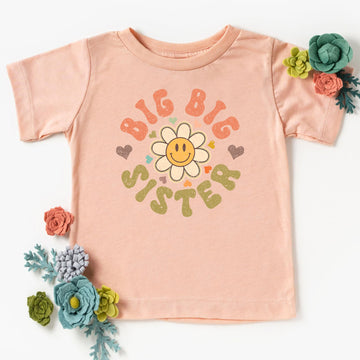 Big Big Sister Groovy Daisy Shirt for New Baby Pregnancy Reveal Outfit for Baby and Toddler