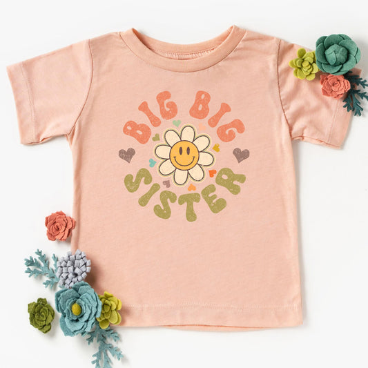 Big Big Sister Groovy Daisy Shirt for New Baby Pregnancy Reveal Outfit for Baby and Toddler