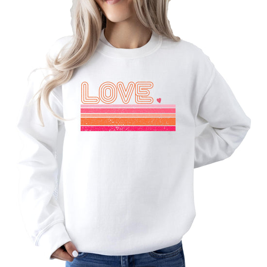 Retro groovy Love graphic Valentine's Day sweatshirt in gray for adults