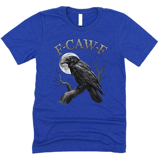 Funny crow and moon shirt design detail on black men's t-shirt
