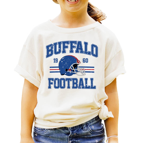 Buffalo Football 1960 vintage shirt product shot showing retro distressed graphic design details