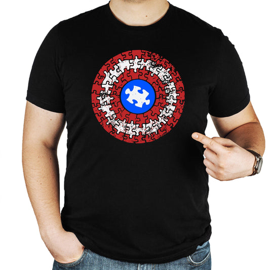 Autism Shield Shirt for Children Women and Men Red White Blue Matching Family Autistic Super Hero