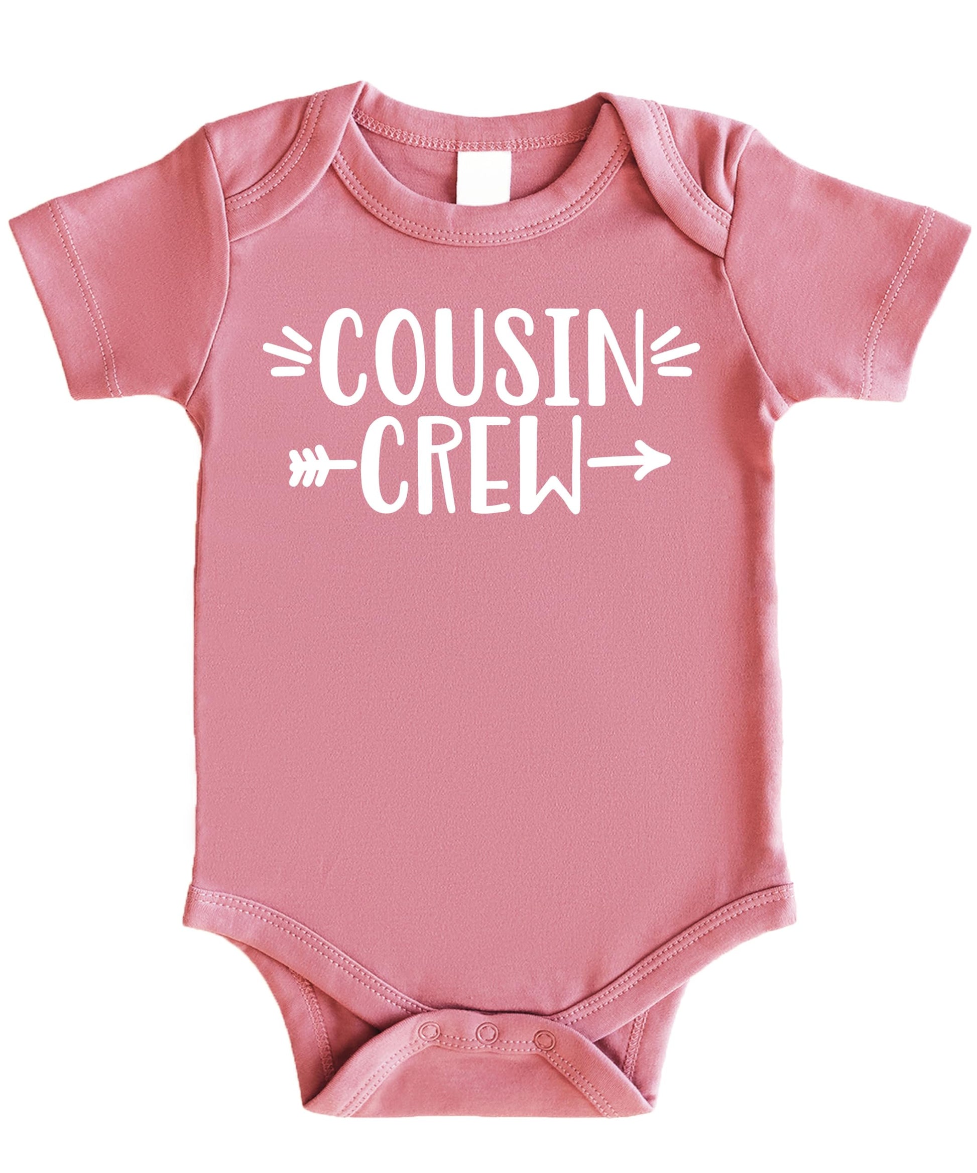Close-up of Cousin Crew text design showing print quality and vintage styling