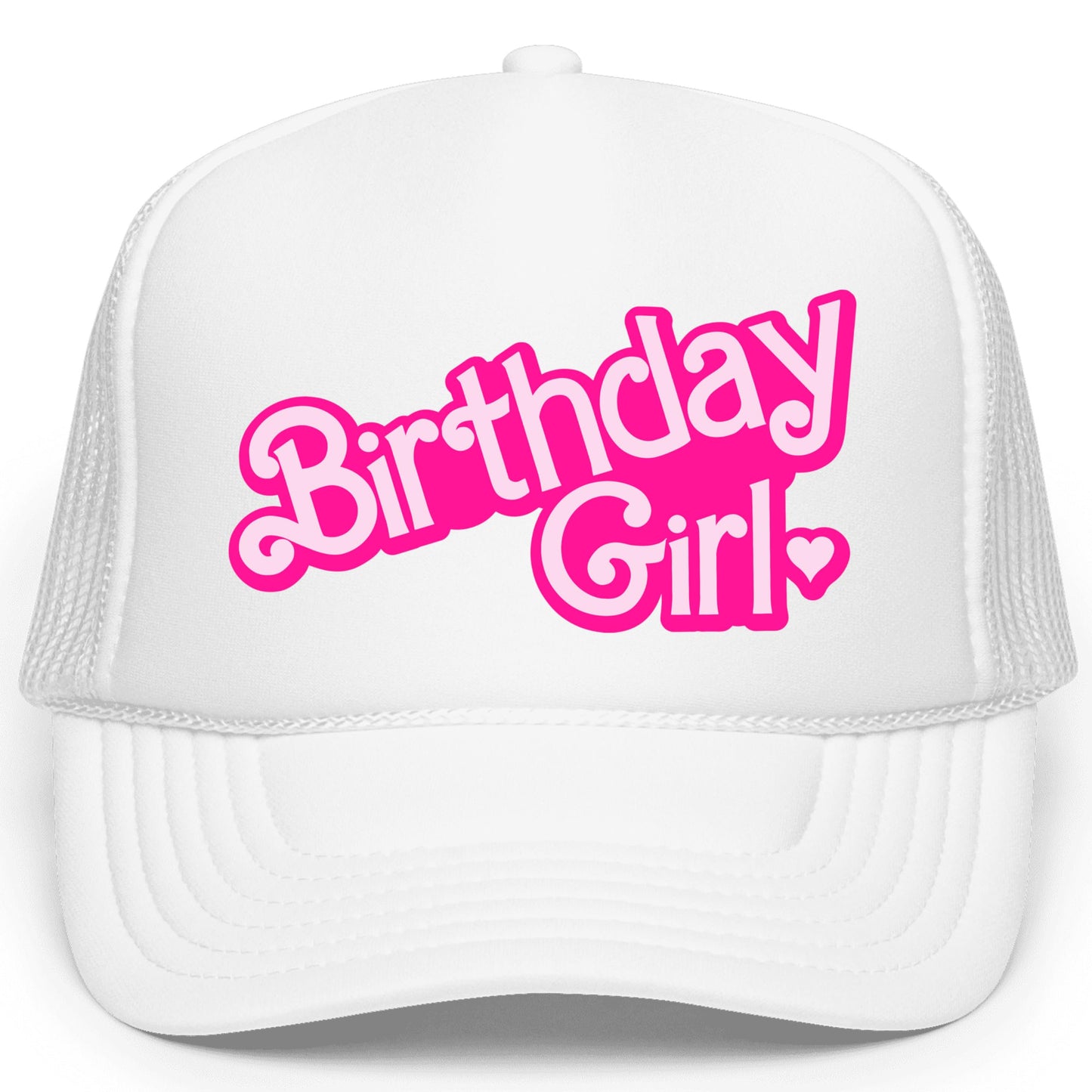 Birthday Girl Heart Hat for Women and Teens Trendy Pink Girly Adult Classic 5 Panel Mesh Snapback