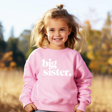 Big Sister Period Sweatshirt Sibling Reveal Announcement for Baby and Toddler Girls