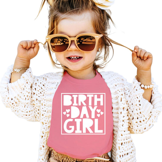 Olive Loves Apple birthday girl shirt styling detail with hearts square design