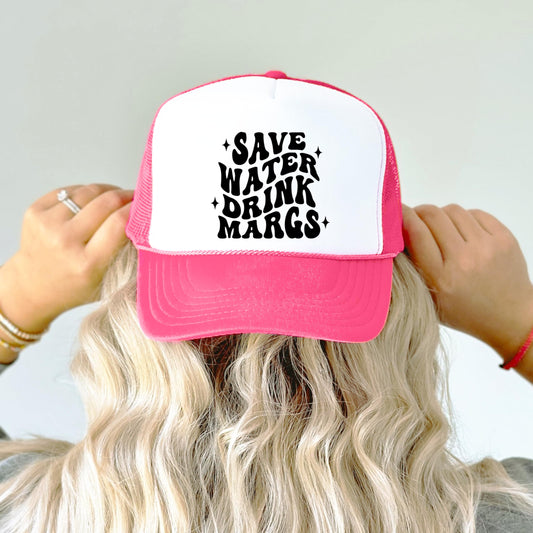 Save Water Drink Margs Trendy Women's Funny Classic 5 Panel Mesh Snap Back Trucker Hat