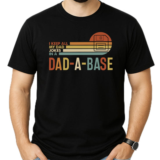 Dad-A-Base funny men's graphic tee laid flat showing full shirt design and color
