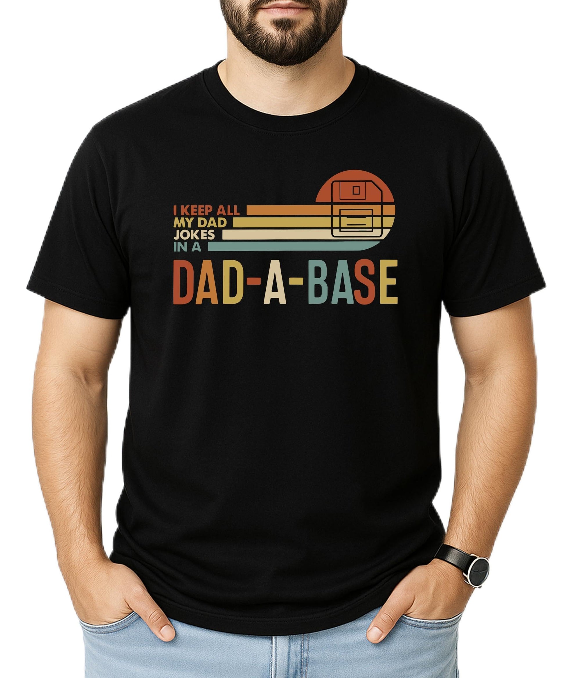 Dad-A-Base funny men's graphic tee laid flat showing full shirt design and color