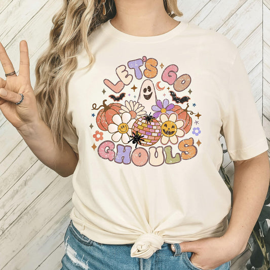 Let's Go Ghouls Groovy Funny Halloween Shirt Girls & Women