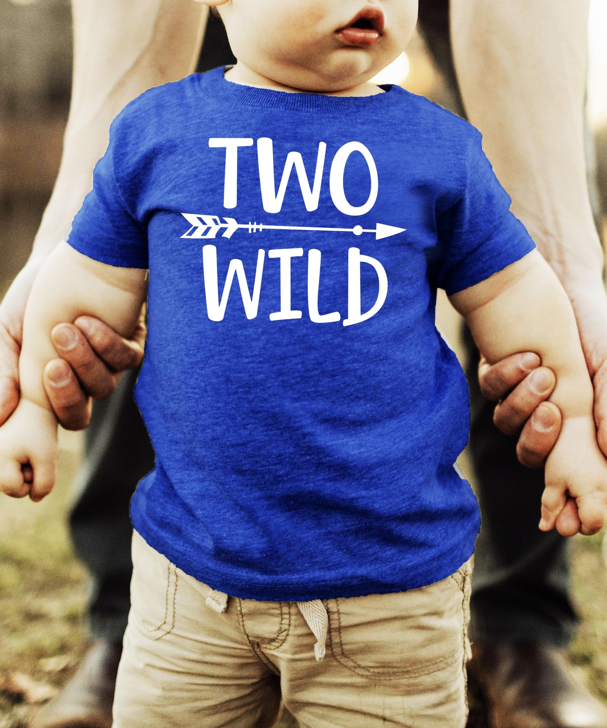 Side or lifestyle view of the Two Wild toddler birthday tee in action