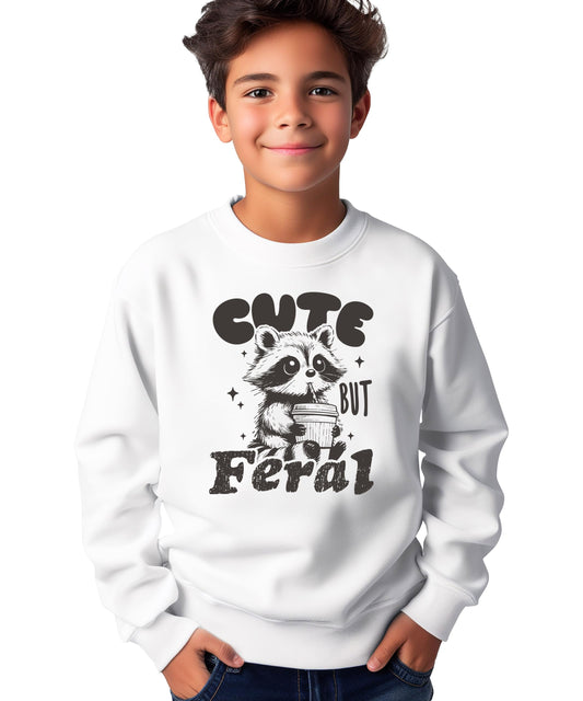 Cute But Feral Raccoon Funny Kids & Toddler Sweatshirt