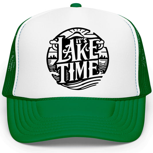 It's Lake Time Unisex Trucker Hat Lake Day Graphic Foam Front Classic 5 Panel Mesh Snapback