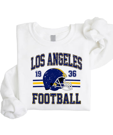 Vintage Los Angeles 1936 Football Sweatshirt for Men Women and Kids Distressed Game Day Pullover White Sweatshirt Adult Medium