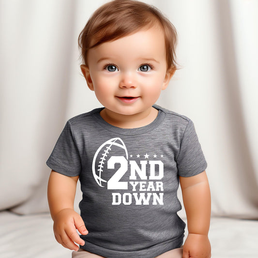 2nd Year Down Football Birthday Shirt for Toddler Boys