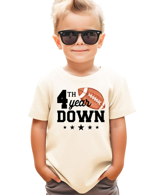 4th Year Down 4 Year Old Birthday Shirt Sports Theme Fourth Party Tee for Boys