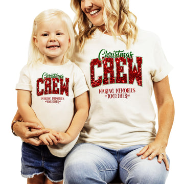 Christmas Crew Making Memories Together Faux Glitter Tee