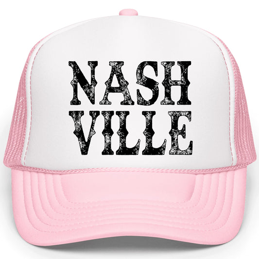 Nashville Distressed Trucker Hat for Women Foam Front Classic 5 Panel Mesh Snapback