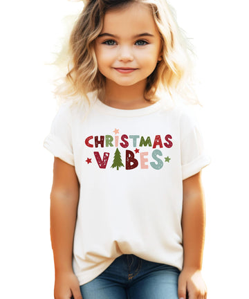 Christmas Vibes Christmas Tree Kids and Adult Matching Christmas T-Shirts for Matching Family Fun Outfits Natural Shirt Youth Medium