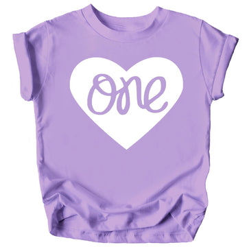 One in Heart 1st Birthday Shirt for Baby Girls First Birthday Outfit Purple Shirt