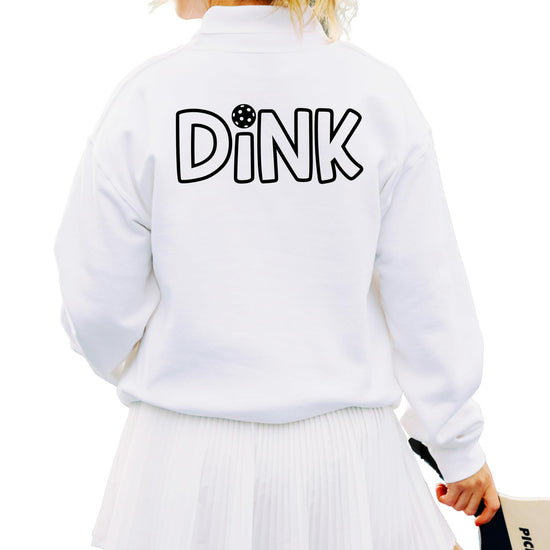 Front view of red Dink pickleball pullover sweatshirt for men and women