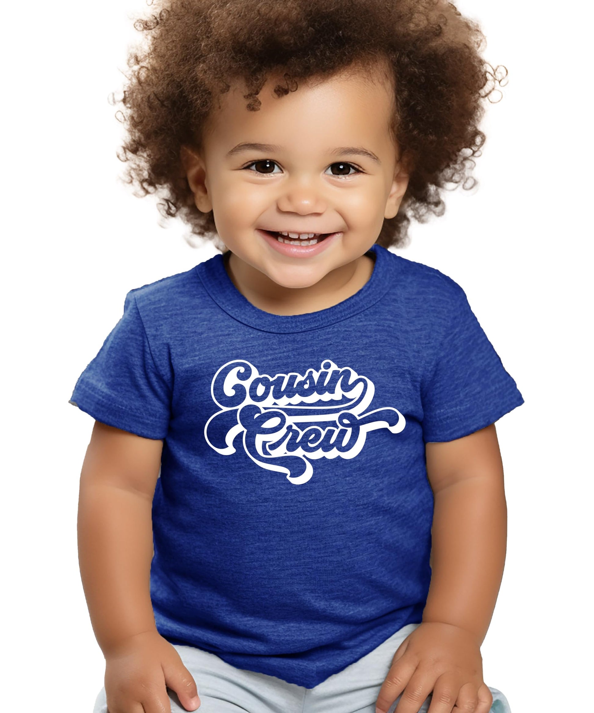 Family wearing matching cousin crew shirts and bodysuits group photo