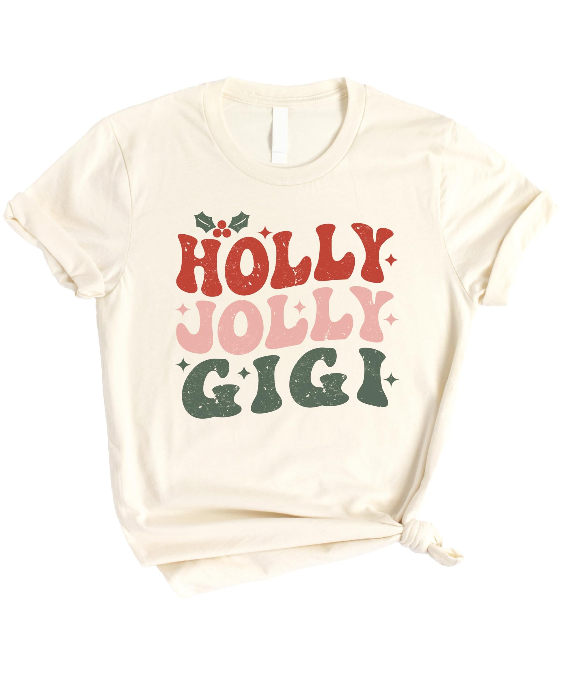 Holly Jolly Gigi Christmas t-shirt styled for holiday gifting for grandma
