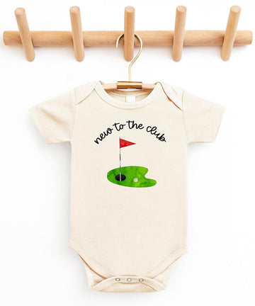 New to the Club Golf Baby Bodysuit | Cute Golfer Newborn Outfit