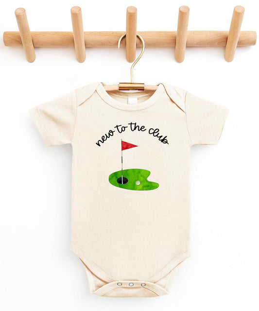 New to the Club Golf Baby Bodysuit | Cute Golfer Newborn Outfit