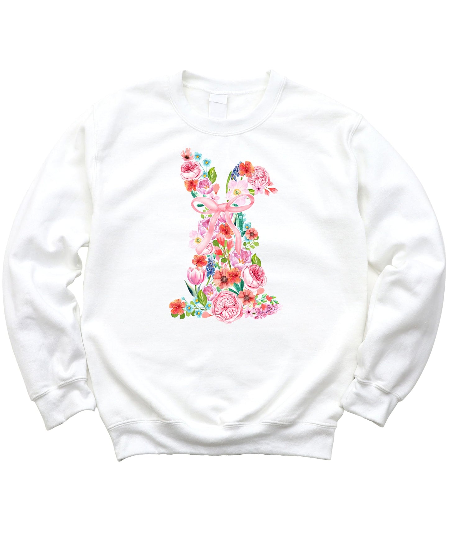 Floral Easter Bunny Sweatshirt for Women Teens and Girls Spring Watercolor Crewneck