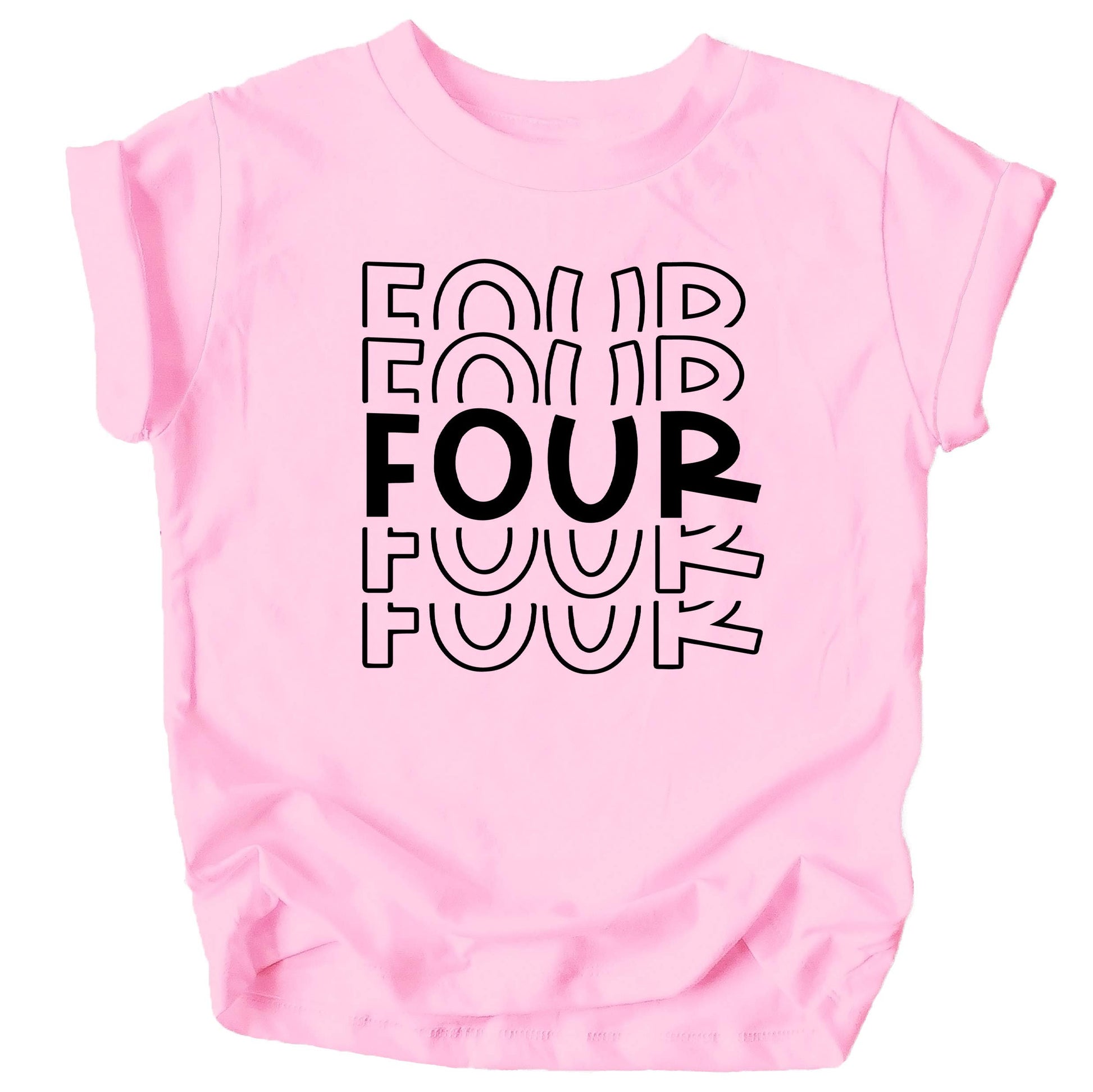 Kids wearing 4th birthday explosion raglan shirt styled as a birthday party outfit