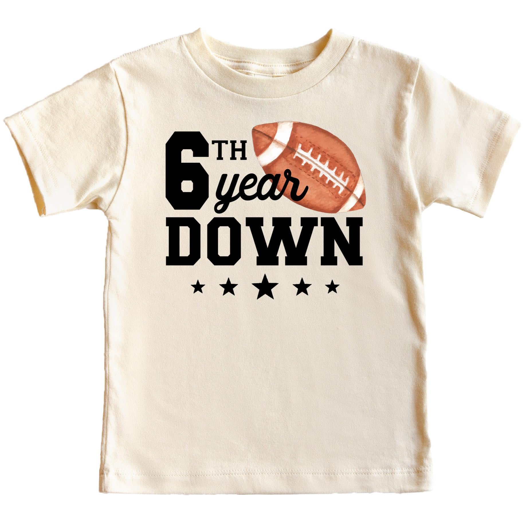 Front view of youth football birthday shirt for 6 year old sports theme party